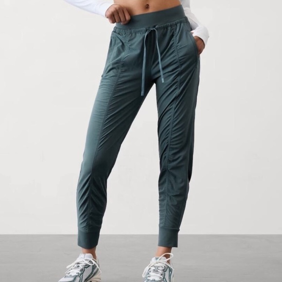 Athleta Attitude Jogger Pant Ruched Detail Size 2 Blue Green - Picture 2 of 10